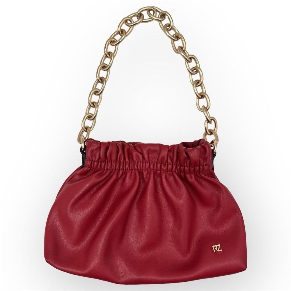 Rachel Zoe Dahlia Red Clutch Shoulder Handbag w/ Gold Chain Handbag